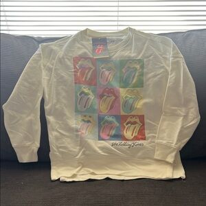 The Rolling Stones White Multicolor Graphic Sweater
